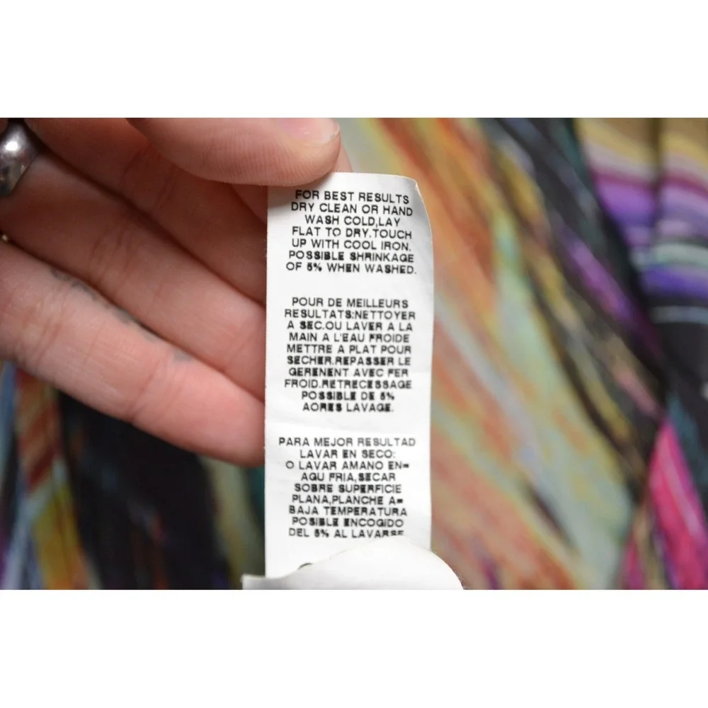 Karen Kane Hi-Low Tunic Blouse Layered Office Evening Bold Spring Multicolor M